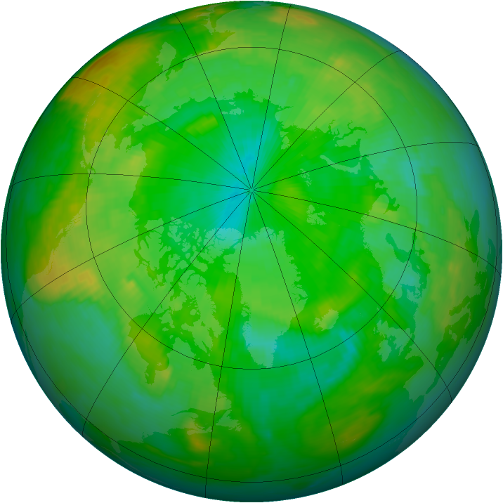 Arctic ozone map for 14 July 1983